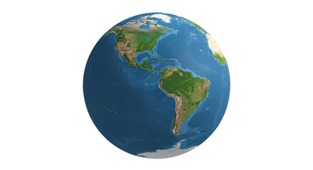 Fototapeta premium Globe showing north america south america and central america geography earth continents world map on transparent background
