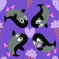 Christmas animals seamless penguin pattern for wrapping paper and fabrics