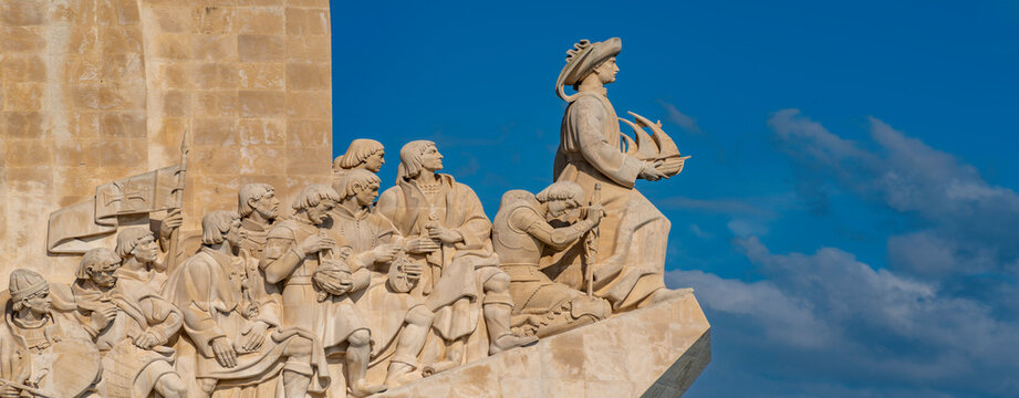 View of Monument to the Discoveries (Padrao dos Descobrimentos) on a sunny day, Lisbon, Portugal, Europe