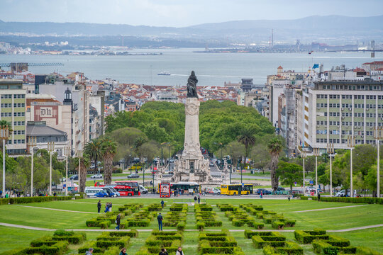 View of Parque Eduardo VII and Marques De Pombal, Lisbon, Portugal, Europe
