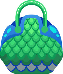 A stylish summer shopping bag with a handle holds a decorative basket of fruits and an Easter egg, perfect for a nature-filled retail sale