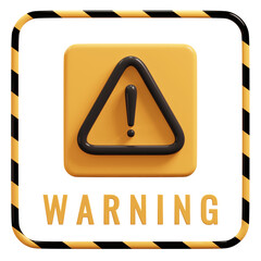 Warning Sign. Exclamation marks on Transparent Background. Caution and warning. Road sign. Caution danger sign. 3D Rendering