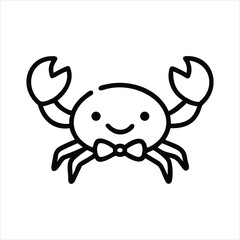 Crab Crawling Wearing Bow Tie Illustration
