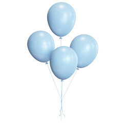 Bunch of Baby blue balloons on Transparent Background