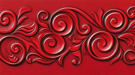 Red embossed floral border