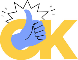 Ok thumbs up symbol gesture hand like agreement approval positive feedback illustration graphic design art vector art illustration