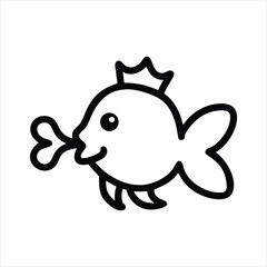 Goldfish Blowing Bubbles Wearing Crown Vector Art