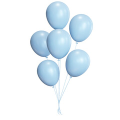 3D baby blue balloons with bunch of confetti and ribbons	
