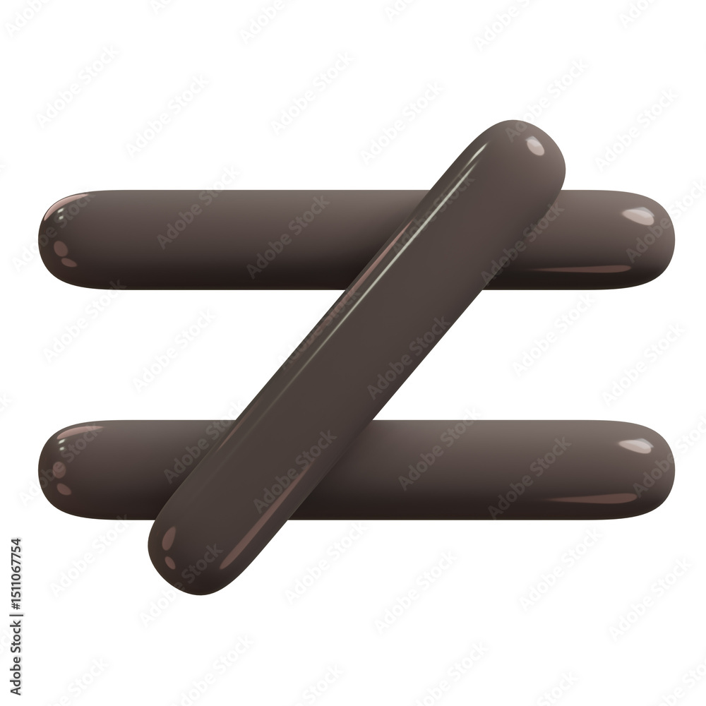 Fototapete does not equal sign. 3d rendering symbol