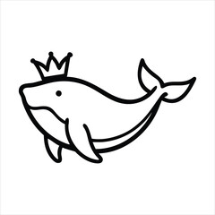 Humpback Whale Diving Wearing Crown Vector Art