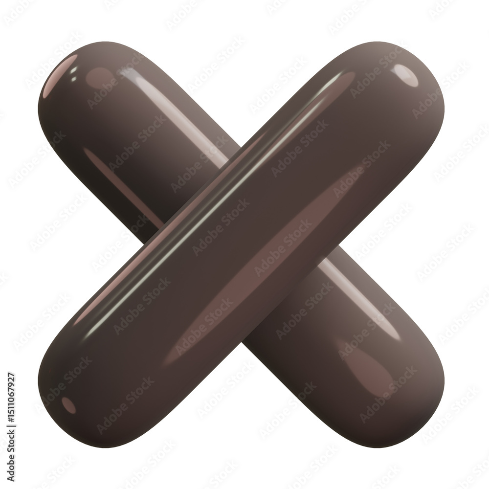 Fototapete 3d black x sign. multiply symbol on transparent background. 3d rendering