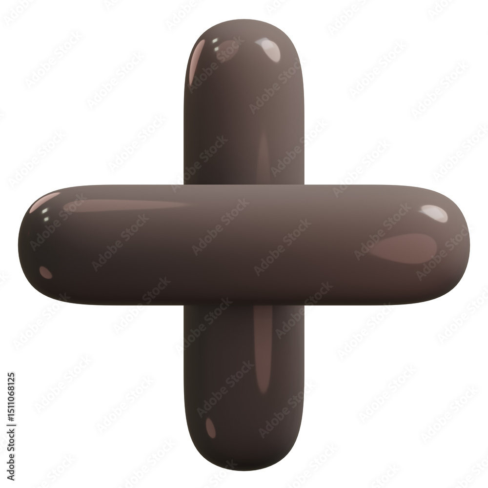 Fototapete Plus Sign. Cross Symbol 3D Rendering on Transparent Background