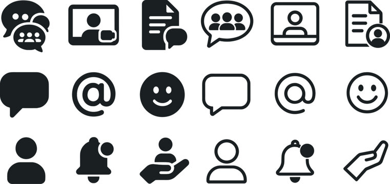 Communication and user interface concept icons for digital design