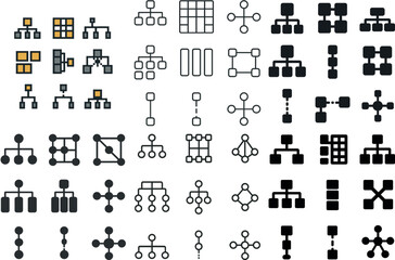Diverse collection of network and hierarchy diagrams for design projects