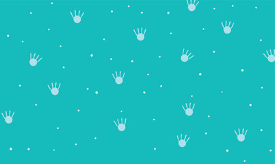 Seamless Turquoise Background with Abstract Paw Print Shapes and White Dots – Minimalist Cute Pattern Illustration Ideal for Kids, Pet-Themed Designs, Wallpapers, Stationery, and Textile Prints.