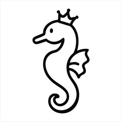 Fototapeta premium Seahorse Drifting Wearing Tiny Crown Vector Art