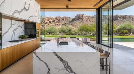 Modern Kitchen with Mountain View