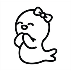 Seal Clapping Wearing Bow Illustration