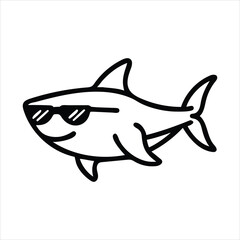 Shark Smiling Wearing Sunglasses Vector Art