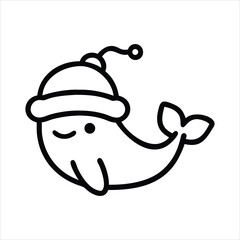 Whale Splashing Wearing Beanie Vector Art