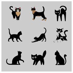 black and white cat vector image 3