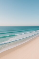 Pristine coastal serenity with tranquil ocean waves and sandy beach