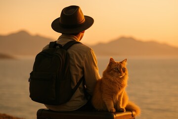 Serene contemplation during golden hour by the sea