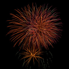 Closeup of fireworks exploding