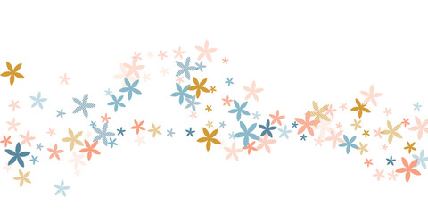 Snowdrop stylized flowers vector illustration. Gentle garden floral elements scattered. Mother's Day backdrop. Childish flowers Snowdrop abstract blossom. Striped petals.