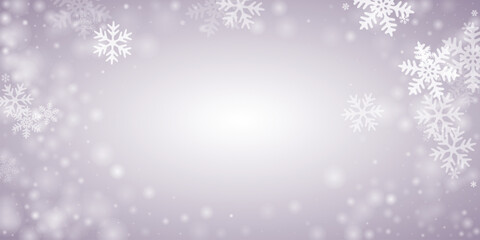 Cute falling snowflakes backdrop. Wintertime speck frozen granules. Snowfall sky white gray wallpaper. Filigree snowflakes february texture. Snow nature scenery.