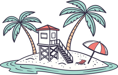 Obraz premium tropical island with palm trees and boat