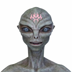 男性エイリアンの顔　3DCGレンダリング