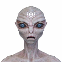 男性エイリアンの顔　3DCGレンダリング