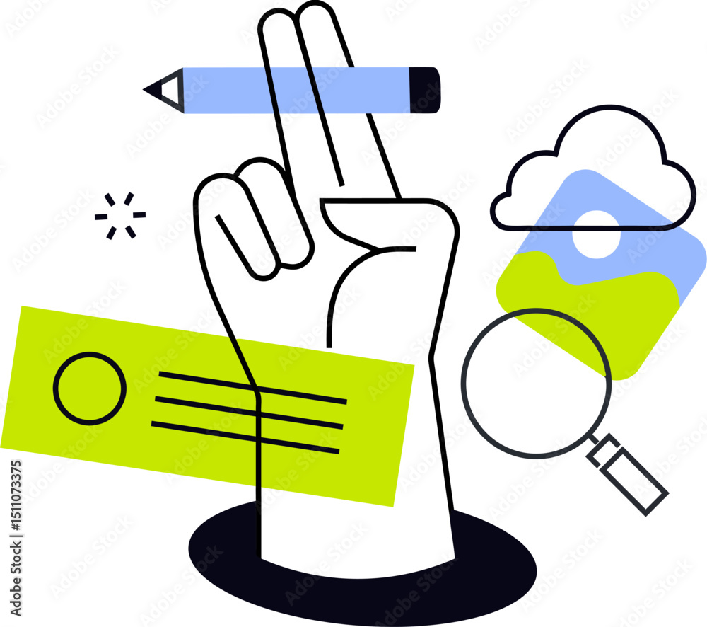 Poster illustration of search optimization with cloud storage and file management for web development tools