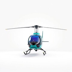 Studio Render Modern Helicopter in Cool Blues and Greens