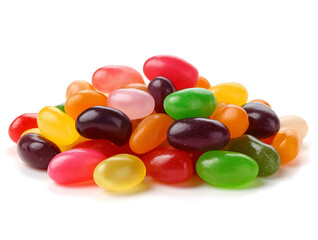 Jelly bean pile isolated on white background high resolution