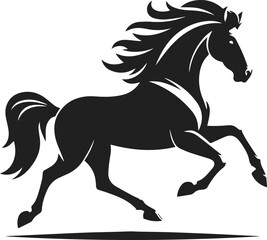 Obraz premium Simple Minimalist Horse Vector Art, Elegant Running Horse Illustration, Horse silhouette on White or Transparent Background