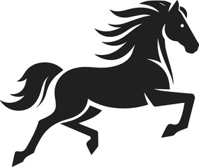 Fototapeta premium Simple Minimalist Horse Vector Art, Elegant Running Horse Illustration, Horse silhouette on White or Transparent Background