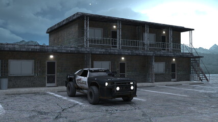 パトカー　3DCGレンダリング