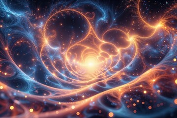 Obraz premium Otherworldly Cosmic Background for Digital Wallpaper with Soft Ambient Texture and Fractal Flow Warm Aura