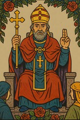 The Hierophant Tarot Card – Traditional Red Robes