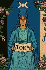 The High Priestess Tarot Card – TORA Scroll Variant