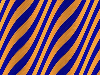 Abstract wavy background with diagonal stripes in gold and blue