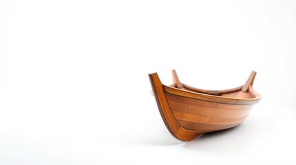 Fototapeta premium Crafted Beauty Traditional Wooden Boat with Polished Texture on White