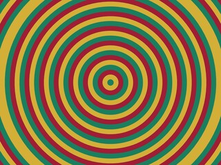 Vibrant concentric circles in gold, green, and maroon create a mesmerizing background perfect for modern design projects.