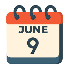 Naklejka premium 9 june calendar vector on white background Vector calendar with date