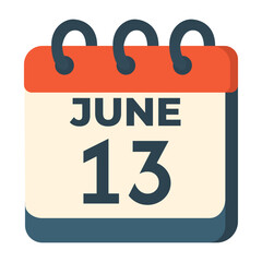 13 june calendar vector on white background
Vector calendar with date