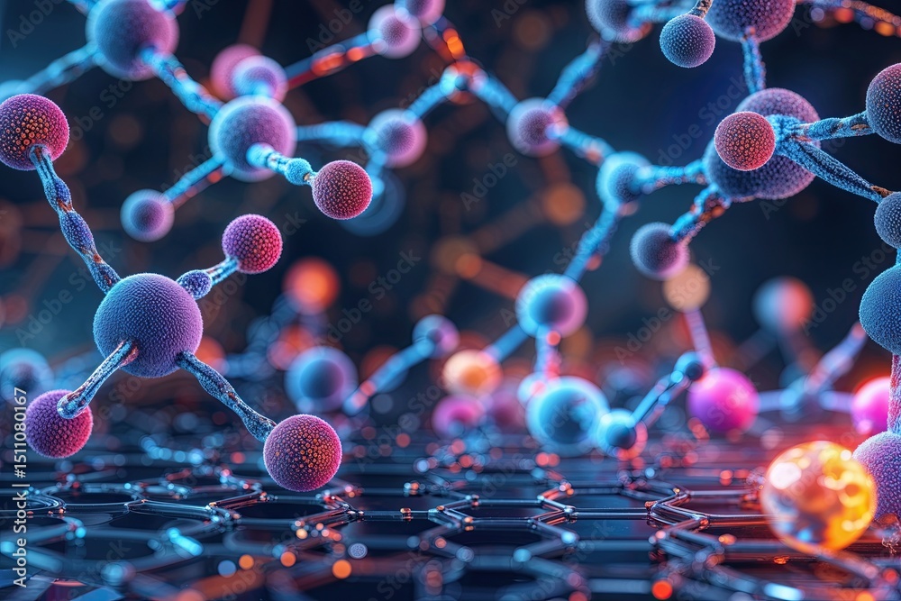 Poster plexus style background for science and technology presentation featuring modern connection and mole