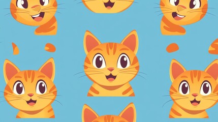The illustration group features cartoon cute creatures that resemble cats, set against a textured background with multiple heads, depicting fictional and abstract creatures created using computer