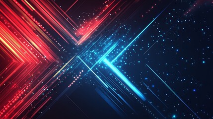 Abstract digital art with vibrant lines and glowing particles